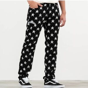 PLEASURES Guilty 5 Pocket Pants Black With White Star Print Size 28